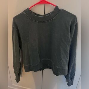 Vanilla Star Grey/Blue Cropped Sweatshirt crew neck